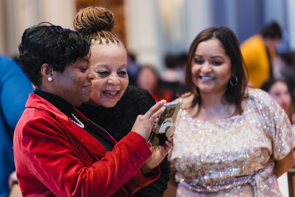 The current director, Claudia Guzman, with the first director, Candace McDowell.